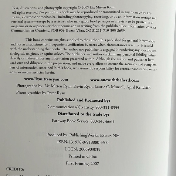 One with the Herd: A Spiritual Journey Book signed by Liz Mitten Ryan. Horses - Picture 5 of 13